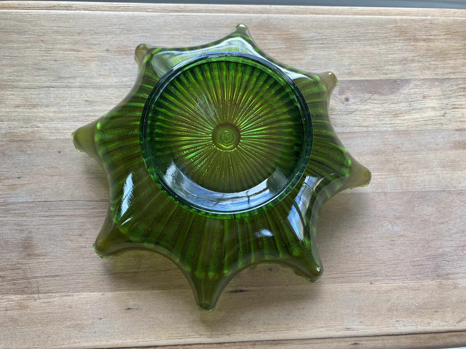 Ruffled Bowl Northwood Green Carnival Glass Vintage eBay