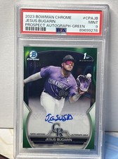 JESUS BUGARIN - 2023 Bowman Chrome Green Lava /99 SP Auto 1st RC PSA 9 Rockies
