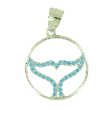 Massiver 925 Sterling Silber natürlicher Blautopas Edelstein Damen Walschwanz Anhänger