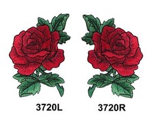  3720R 3 1/2" Red Rose Flower Embroidery Iron On Applique Patch