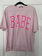 Shein Pink “Babe” Shirt SZ M 93% Cotton