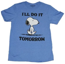 Peanuts New Adult T-Shirt - Snoopy I'll Do It Tomorrow Image
