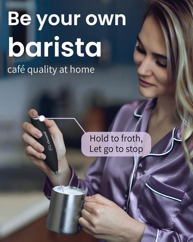 Milk Frother Wand & Matcha Mixer, Mini Electric Whisk for Coffee