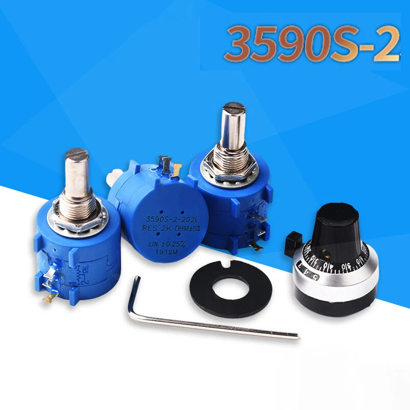 10 Gang Wendel Drahtpotentiometer 1K Ohm -100K Ohm 2 W Poti.. Potiachse 6,35mm - Bild 2 von 4