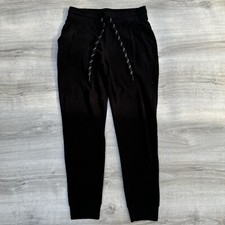 Andrew Marc New York Women s Small Ribbed Jogger Sweatpants Black Drawstring