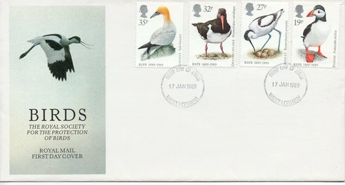 GB - First Day Cover - Town Cancel -1989 RSPB - birds - U/A Pmk West Lothian