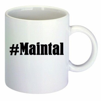 Kaffeetasse #Maintal Hashtag Raute Keramik Höhe 9,5cm in Weiß