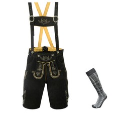 Trachtenhose Fashion Trachten Lederhose Herren Leder Trachtenhose inkl. Socken