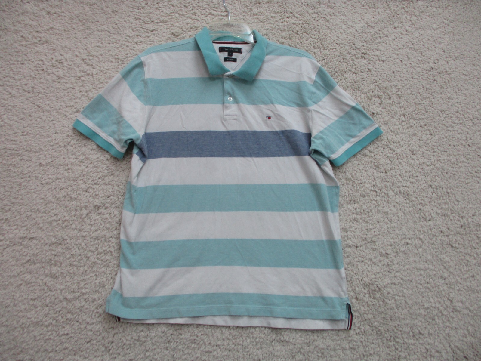 Tommy Hilfiger Polo Shirt Extra Large Adult Blue Striped Extra Large Adult Mens