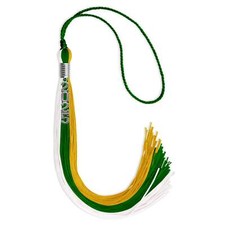 Endea Graduation Green/Gold/White Tassel with Silver Stacked Date Drop