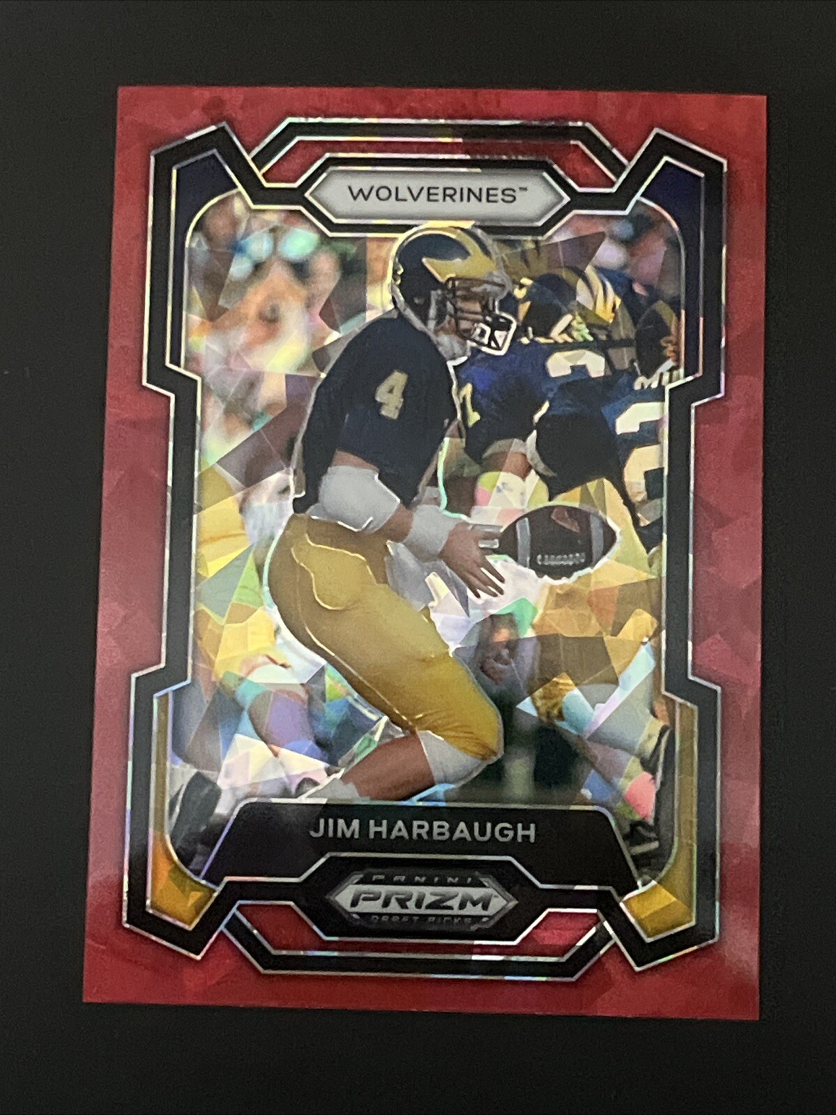 JIM HARBAUGH 2024 Panini Prizm Draft Picks Red Cracked Ice PRIZM #50 Michigan