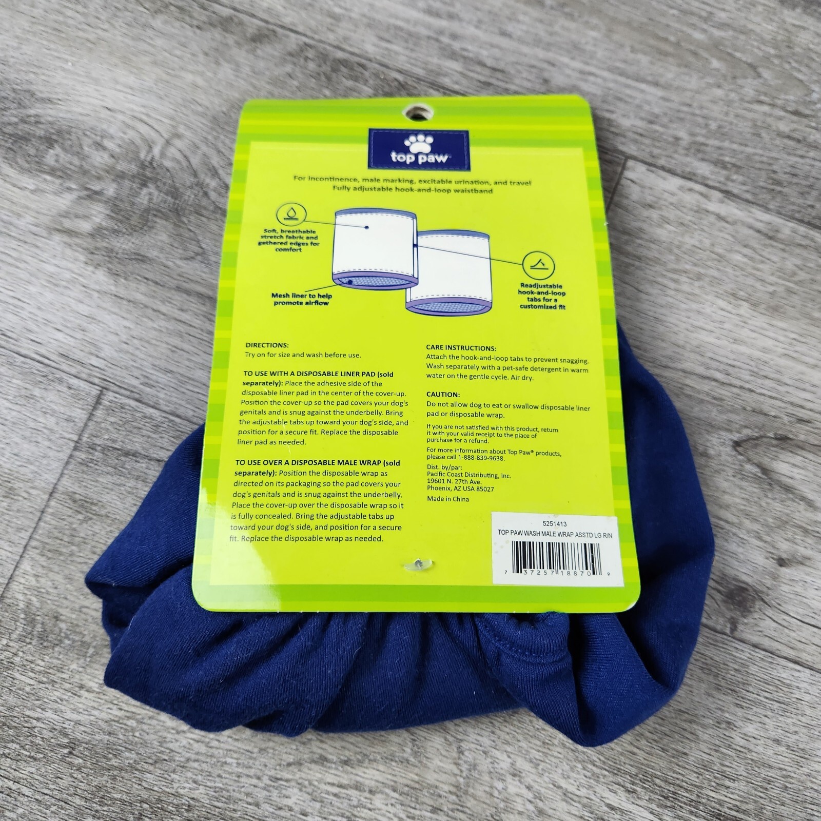 Top Paw Washable Male Dog Wrap CoverUp Diaper Belly Band Large (4590