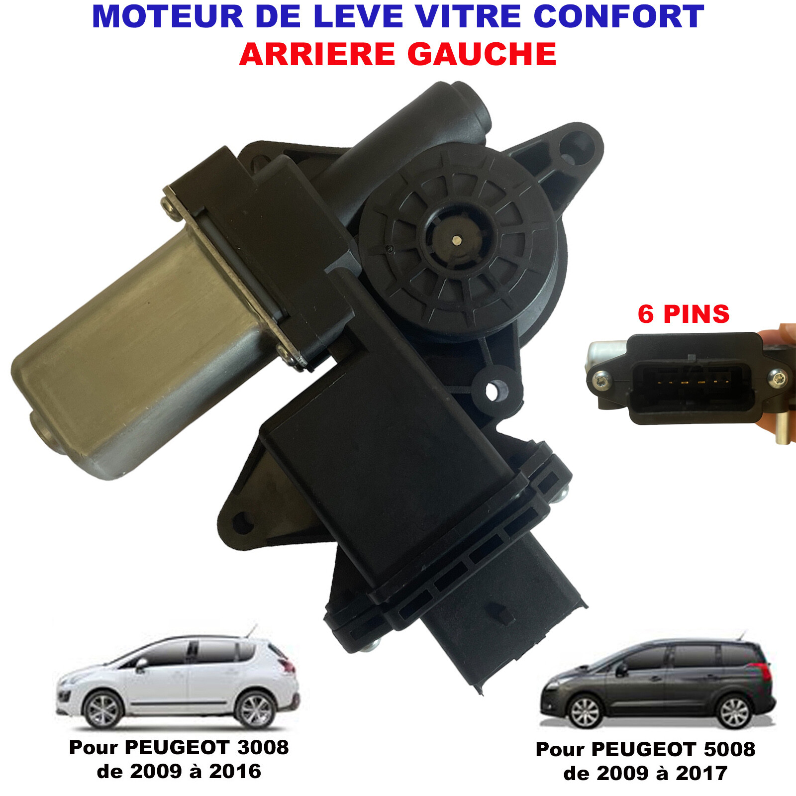 Moteur Et Mécanisme Lève-vitre Arrière Gauche Pour Peugeot 406 Berline/Break - Neuf, Garantie 2 Ans