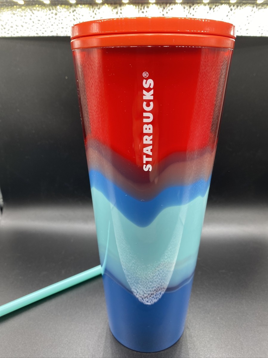 Starbucks Summer 2021 Color Wave (Red, Aqua, Blue) 24oz Cold Cup (Tumbler)  - NEW