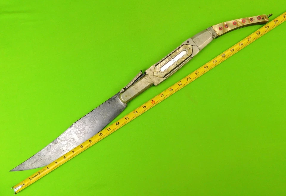 Antique 19 Century Spanish De Santa Cruz Exhibition HUGE Sword Size Navaja Knife - Image 2 of 4