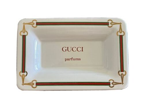 Vintage Gucci Parfums Porcelian Dish Jewelry Tray Small Trinket
