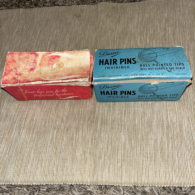 Vintage Flamingo And Diane Ball Tipped Hair Pins -  1  3/4” In Original Boxes