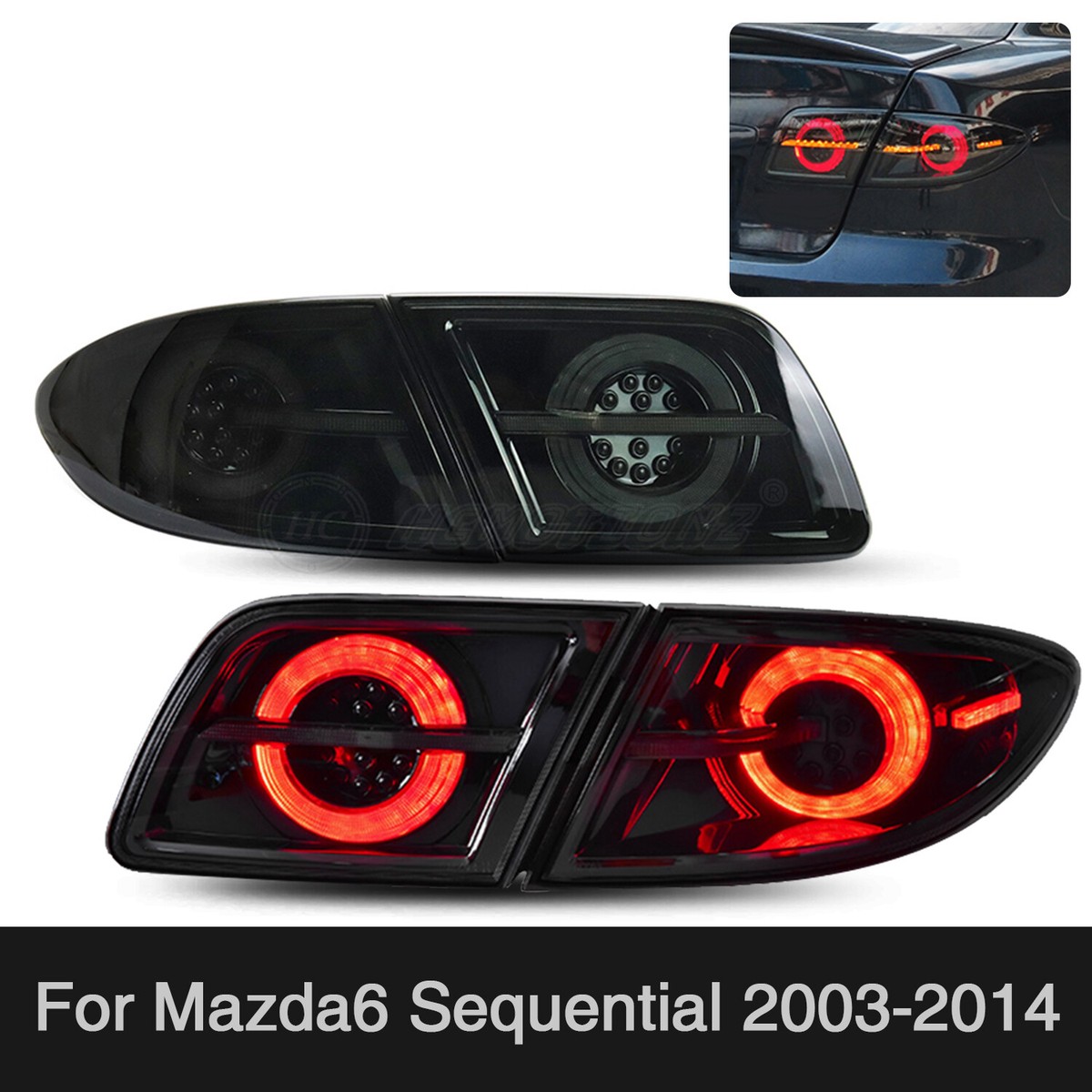 LED Sequential Tail Lights for Mazda 6 2003-2008 Sedan Animation Rear Lamps
