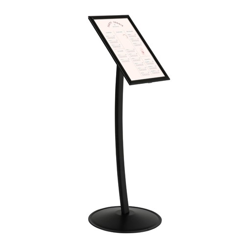 Tablero de menú curvo simplista - Soporte de letrero de pedestal negro de pie de aluminio - Imagen 11 de 25