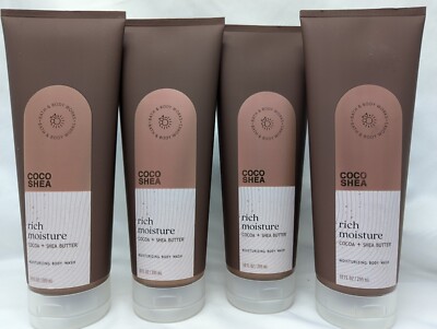 Qty (4) Bath & Body Works COCO SHEA RICH MOISTURE Body Wash 10 oz