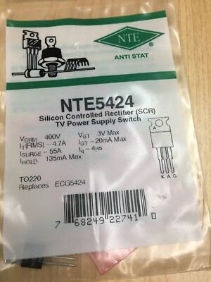 NTE5424 Silicon Controlled Rectifier (SCR) for TV Power Supply Switch 400V 4.7A
