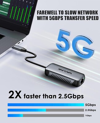 WAVLINK 5000Mbps Network Card USB C to RJ45 5Gbps RTL8157 NAS Gaming