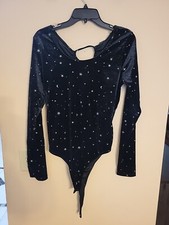 Women's Open Back Lace-Up Bodysuit - Wild Fable Black Galaxy XL. B54