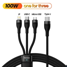 Baseus 3 in 1 USB Type C Cable PD 100W Fast Charging Date Cable For iPhone 13 1