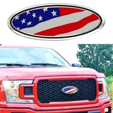 9 inch For Ford Emblem F150 American Flag Front Grill Decal Tailgate Oval Badge