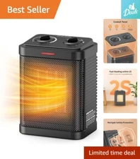 1500W/900W PTC Ceramic Space Heater - 3 Modes, Thermostat, Safety Quiet Heating