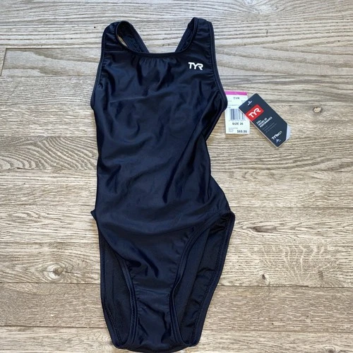 TYR Maxfit One Piece Swimsuit US Size 26 Black Racerback NWT