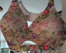 Cacique Bra 44C Lightly Lined Full Coverage No Wire White Bright Floral