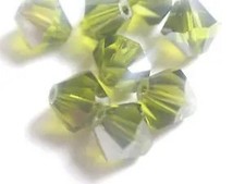 40 GENUINE SWAROVSKI 5301 OLIVINE 6MM CRYSTAL BICONE BEADS  17
