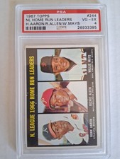 1967 Topps #244 Willie Mays Hank Aaron Richie Allen PSA 4 VG EX NL HR Leaders ⚾️