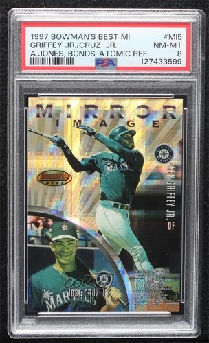 1997 Bowman's Best Atomic Refractor Ken Griffey Jr Jose Cruz PSA 8 Rookie RC HOF