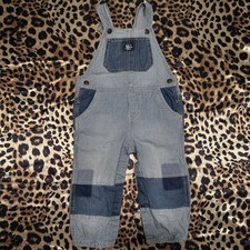 Oshkosh B Gosh Vestbak Striped Denim Color Blocked Overalls