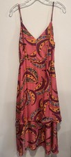 Farm Rio Pink Banana Flower Midi Dress Size S Tropical Tiered Boho