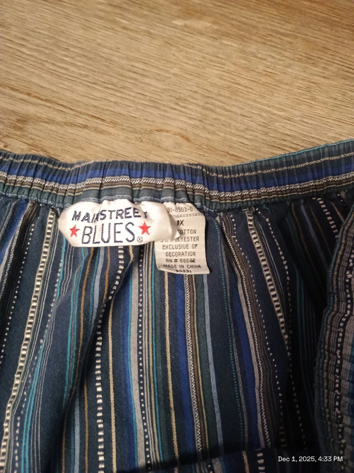 Mainstreet Blues Women's 3x Vintage Inspired Blue Striped Tiered Midi Skirt Plus - Image 4 of 4