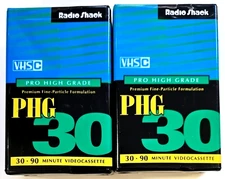 (2) Radio Shack PHG 30 Pro High Grade VHS-C Video Cassettes 30-90 Minutes Each