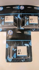 Lot of 3 Genuine HP 65 Original Ink Cartridges 1 Black, 2 Tri-color - Expired