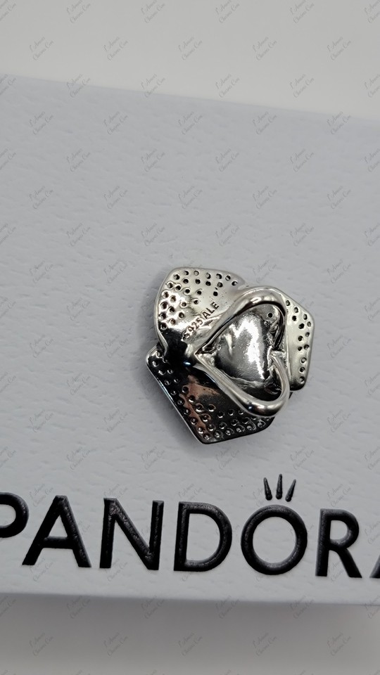New Pandora Silver Sparkling Rose in Bloom Oversized Charm #793245C01 W ...