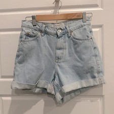 Topshop High Rise Mom Cuff Denim Jean Shorts-Size 4