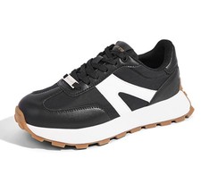 LUCKY STEP Women's Platform Fashion Sneakers Black US 8.5