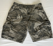 Wrangler Cargo Shorts Men 36 Grey Camo Relaxed Fit Utility Pockets Outdoor Army