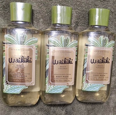 Lot Of 3 Bath & Body Works WAIKIKI BEACH COCONUT  Body Wash Shower Gel 10oz NEW!