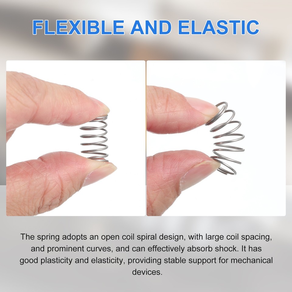 2Pcs 304 Stainless Steel Compression Springs, 1mm x 6mm x 10mm, Silver ...