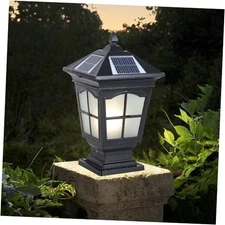 Solar Outdoor Column Lights IP65 Waterproof External Solar Black-1 pack