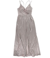Nightway Womens Glitter Sheath Maxi Dress, Metallic, 12