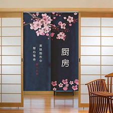 Navy Blue Japanese Kitchen Door Curtain Restaurant Decoration Curtain Japanese N