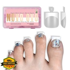 NOVO OVO White French Tip Toenails Clear Soft Gel Square 150 pcs